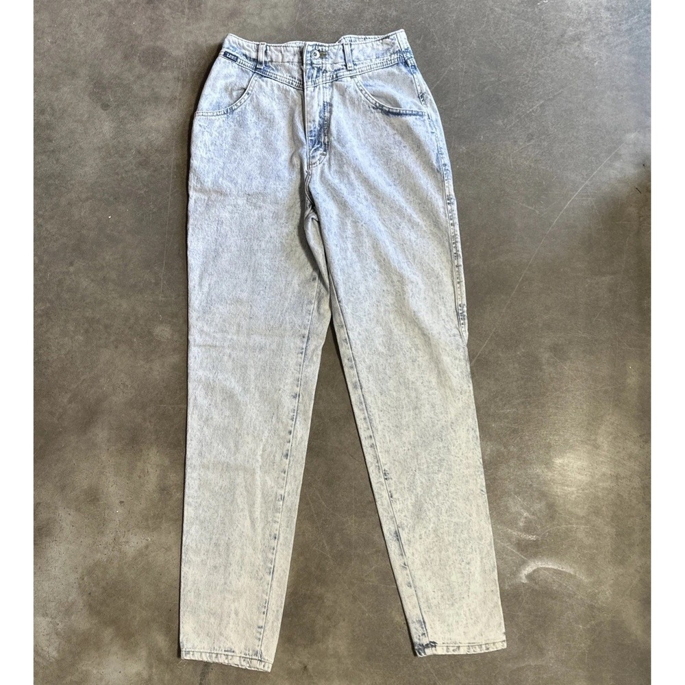 90's Lee Jeans SZ 11 Med Acid Wash High Rise Yoke Detailing Mom Jeans USA